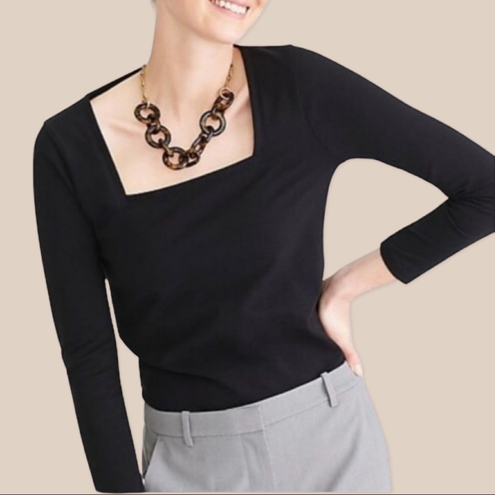 Ladies small j crew black squared cut top